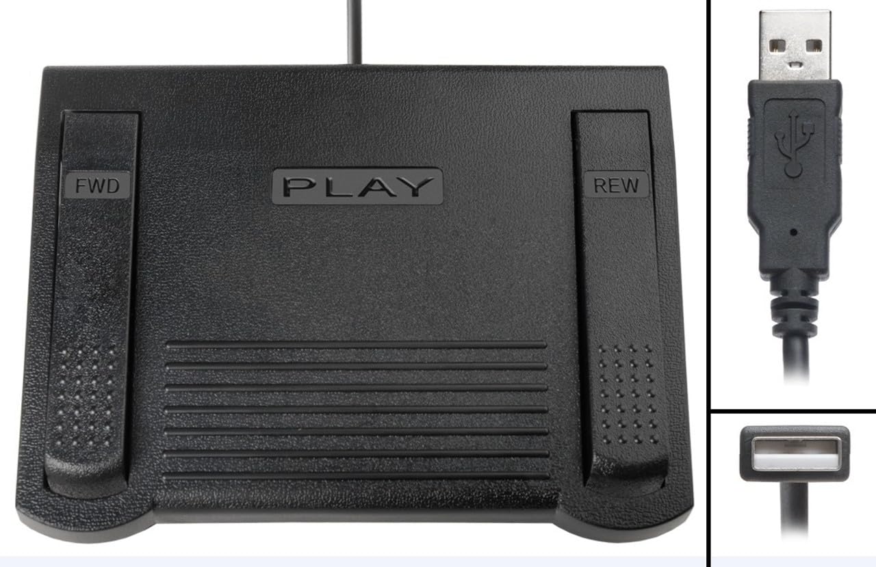 ECS Transcription Foot Pedal for use with Express Scribe for Windows or Mac Transcription Software